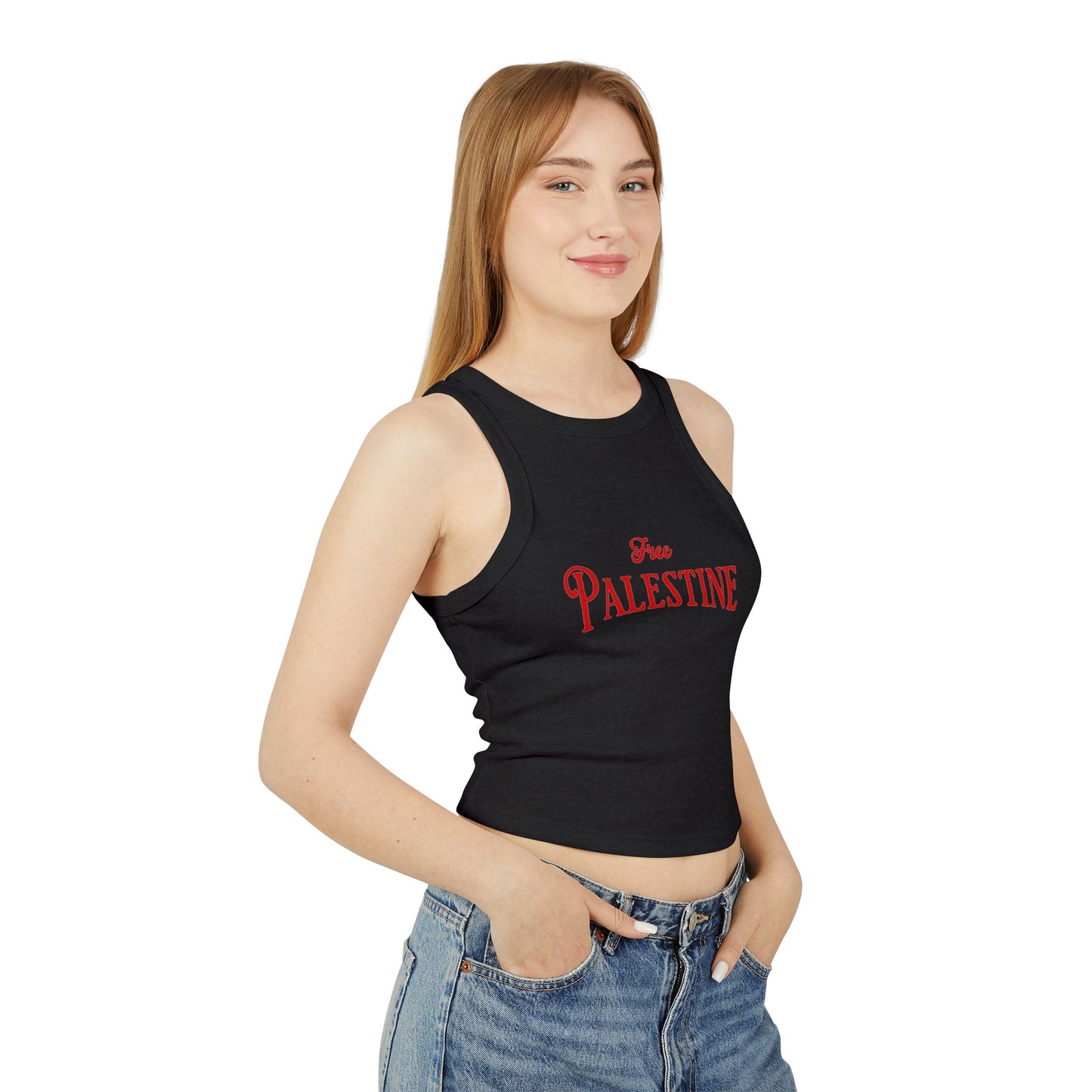 Free Palestine Women's Micro Rib Racer Tank Top